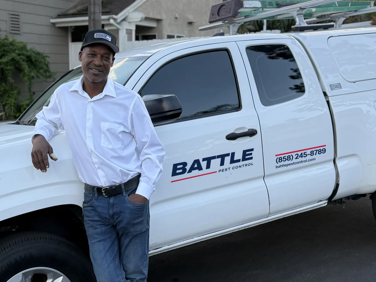 Kenny Battle with his Battle Pest Control truck