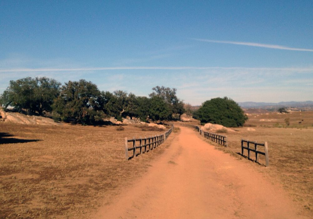 Ranch road through the Ramona Grasslands in Ramona, California